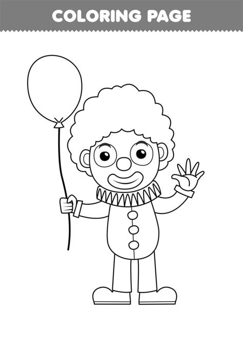 Education game for children coloring page of cute cartoon clown line ...