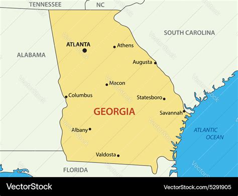 Georgia Us State Map Royalty Free Vector Image