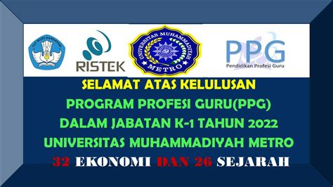 SELAMAT ATAS KELULUSAN PESERTA UKMMPPG DALJAB LPTK FKIP UM METRO TAHUN