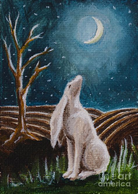 Moon-Gazing Hare Painting by Nicole Okun - Pixels