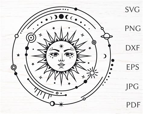 Mystical Sun Svg Celestial Svg Cut File For Cricut Solar Etsy