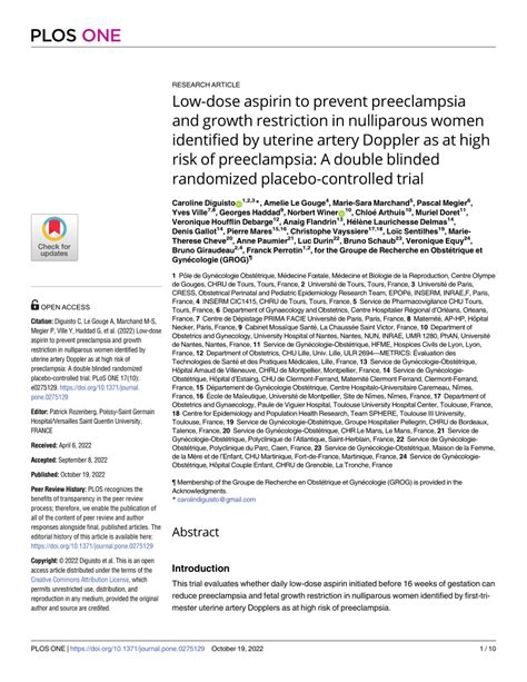 PDF Low Dose Aspirin To Prevent Preeclampsia And Growth Restriction