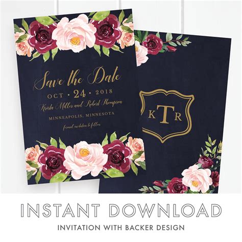 Save the Wedding Date Templates INSTANT DOWNLOAD Editable | Etsy