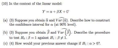 Solved In The Context Of The Linear Model Y Alpha Beta Chegg