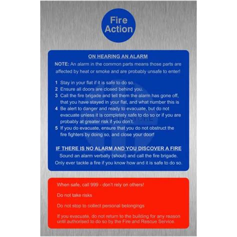 Stay Indoors Stay Put Brushed Aluminium Fire Action Notice Sign