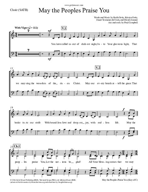 May The Peoples Praise You Choir Sheet Music PDF Keith Kristyn Getty