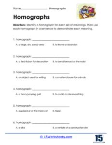 Homographs Worksheets - 15 Worksheets.com