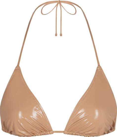 THE SKIMS BIKINI Pvc Triangle Bikini Top Ochre ShopStyle Two Piece