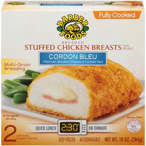 Barber Foods Cordon Bleu Breaded Fully Cooked Stuffed Chicken Breasts 2