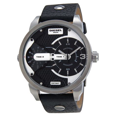 Diesel Mini Daddy Black Dial Black Leather Men's Watch DZ7307 - Diesel ...