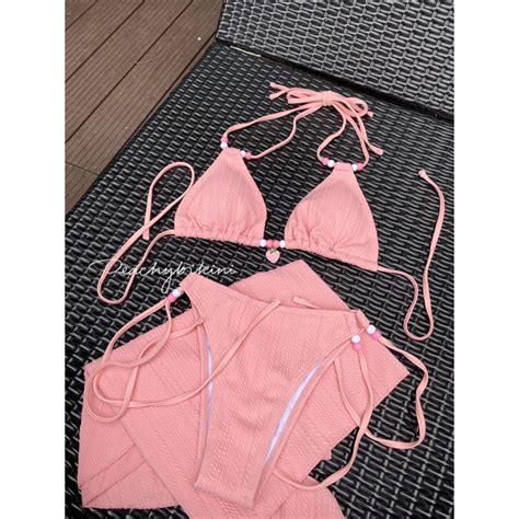 Peachybikini Pv70 Bikini Ba Mảnh Hồng Đào Dâu Tây Shopee Việt Nam
