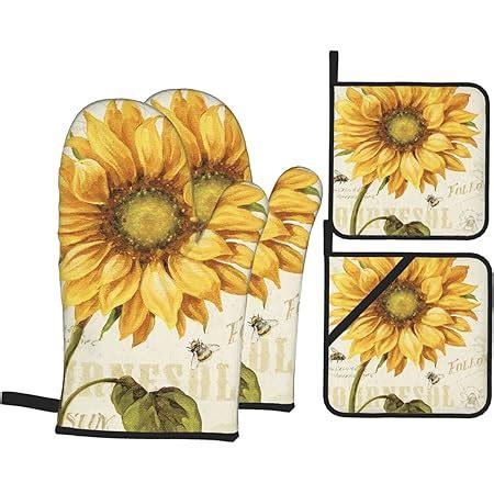 Amazon Sunflowers Oven Mitts And Pot Holders Sets Of 4 High Heat