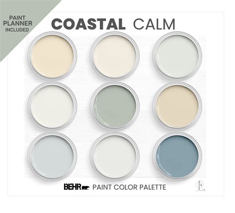 This Behr Calm Coastal Paint Palette Features Calming Hues Seen On Lakes And Beaches W Ith Your