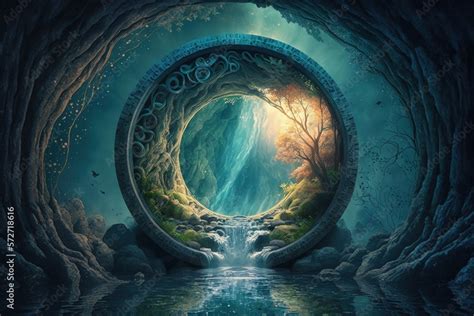 Water Magic Portal Portal To Water Fantasy World Digital Illustration