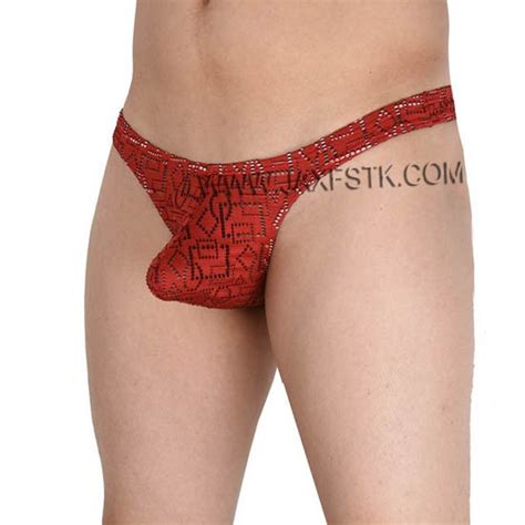 Mini Bikini T Back Men Thong Hollow Jacquard G String Gay Pouch Underwear