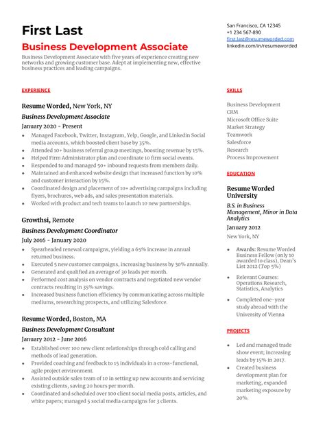 Business Development Associate Resume Examples For 2025 Resume Worded