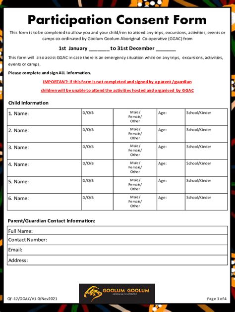 Fillable Online Free 7 Participant Consent Forms In Ms Wordpdffree