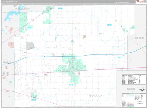 Hancock County, IN Wall Map Premium Style by MarketMAPS