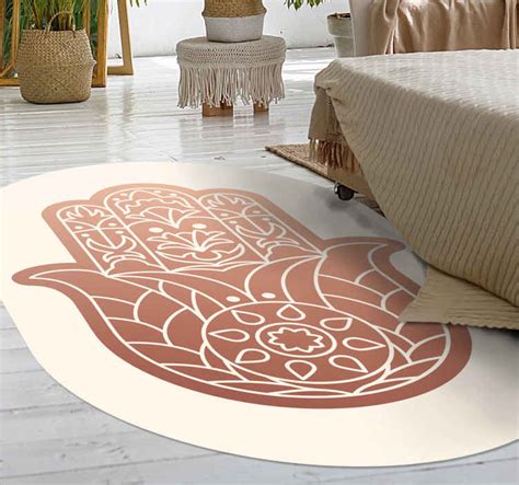 Tapis Vinyle Motif Ethnique Main Beige De Fatima Tenstickers