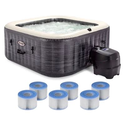 Intex 28451EP PureSpa Plus Greystone Inflatable Square Hot Tub Spa 94 X 28 With Type S1 Easy
