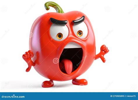 Funny Illustration Of Hot Cute Cartoon Red Jalapeno Generative Ai Stock Illustration