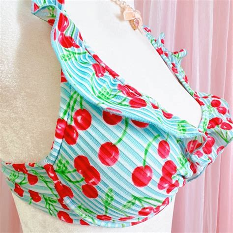 Cherry Ruffle 2 Piece Bikini Set Swimwear From Japan Tops Kei Market Buy And Sell
