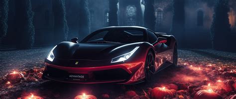 Ferrari Wallpaper 4K, Sports car, Halloween background