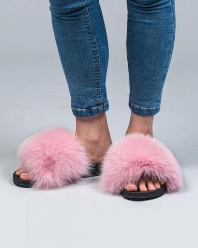 Pink Fur Slides. Made of 100% Real Fur. All Sizes Available. | Fur ...