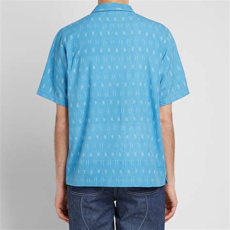 Universal Works Road Shirt Sky Blue Ikat Lines End Us