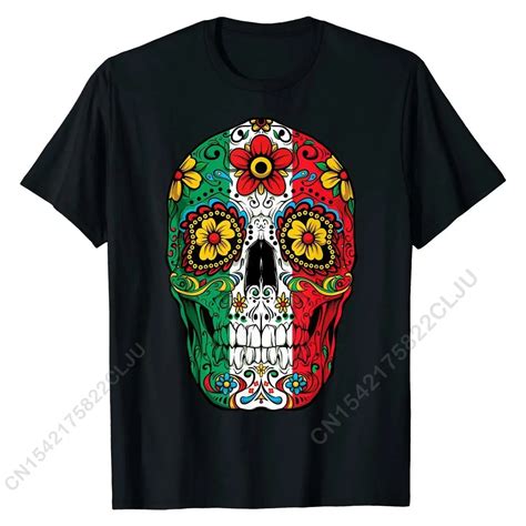 Day Of The Dead Sugar Skull 신코 드 메이요 여성 멕시코 국기 티셔츠 고품질 남성 티셔츠 코지 탑 셔츠