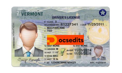 VT Driver License PSD Template USA Valuable Driving License ID Card