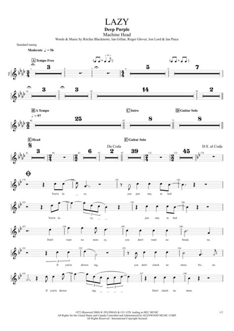 Lazy Tab By Deep Purple Guitar Pro Full Score MySongBook