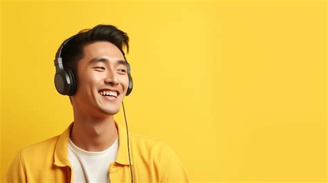 Premium Photo Happy Handsome Asian Man Listening To Music On