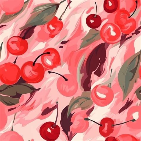 Premium AI Image A Close Up Of A Bunch Of Cherries On A Pink