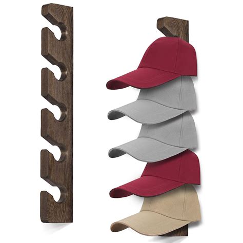 keletop Hat Rack for Wall Baseball Cap Organizer Hanger (2 Pack) Modern Wooden Hat Holder Wall ...