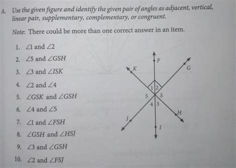 Solved A Use The Given Figure And Identify The Given Pair Of Angles