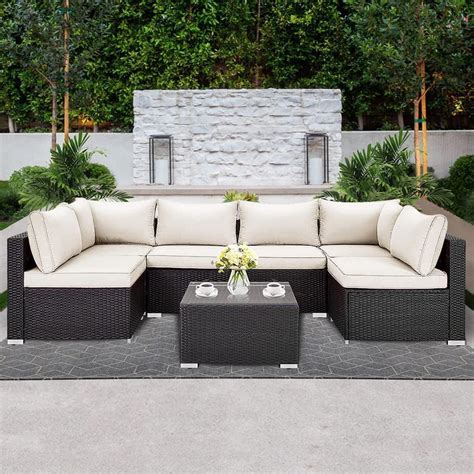 LAUSAINT HOME Outdoor Patio Furniture PE Rattan Patio Furniture Set All ...