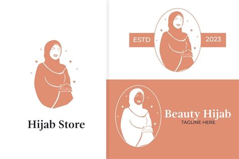 Plantilla de diseño de logotipo de hijab con figura de mujer con tela y