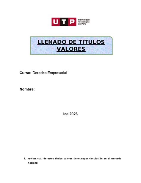 Derecho Empresarial Curso Derecho Empresarial Nombre Ica 2023