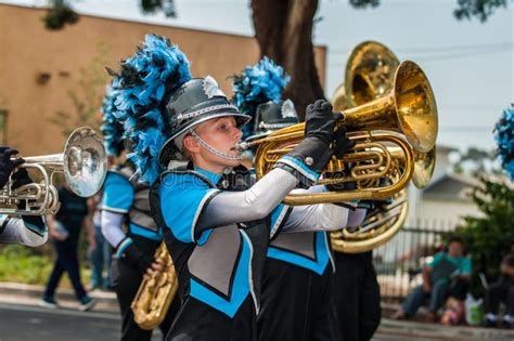 Brass Section Band Playing the Song. Stock Photo - Image of player, sunny: 97431066