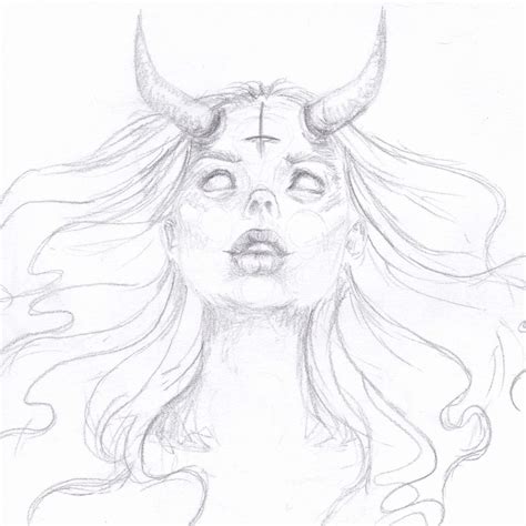 Female Demon Drawings In Pencil