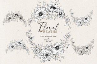 Floral Line Art Wreaths Graphic By Vasmila Design Creative Fabrica