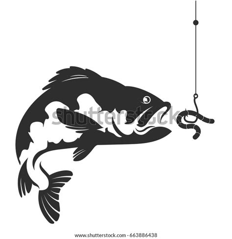 Fish Worm On Hook Silhouette Fishing Stock Vector Royalty Free