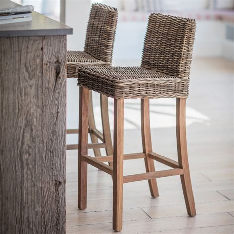 Rattan Bar Stool With Back The Blue Door