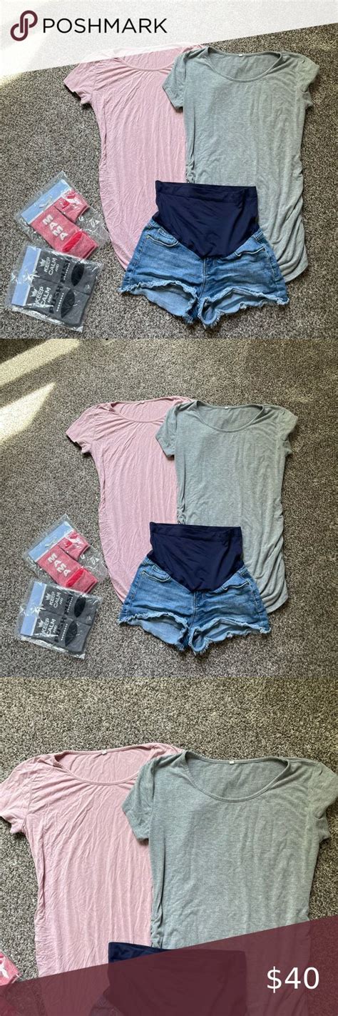 Maternity Bundle 2 Small Shirts Small Shorts NEW Mama Babe Matching Socks