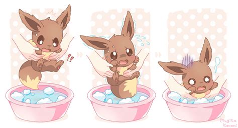 イーブイ「お風呂嫌いなイーブイの抵抗🛁 」麦田このみ🎀イラストレーターのイラスト