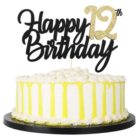 Buy Palasasa Black Gold Glitter Happy Birthday Cake Topper 12