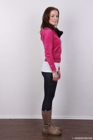 Gorgeous Brunette Wearing Pink Jacket Black Scarf Whit XXX Dessert
