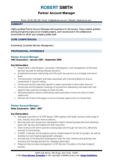 Partner Account Manager Resume Samples QwikResume