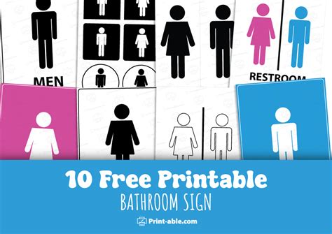 10 Free Bathroom Sign Printable Print Able